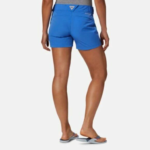 Womens M New NWT Columbia Khaki Tan Hike Shorts Pockets UPF 30 Trail Play Point - Picture 3 of 7